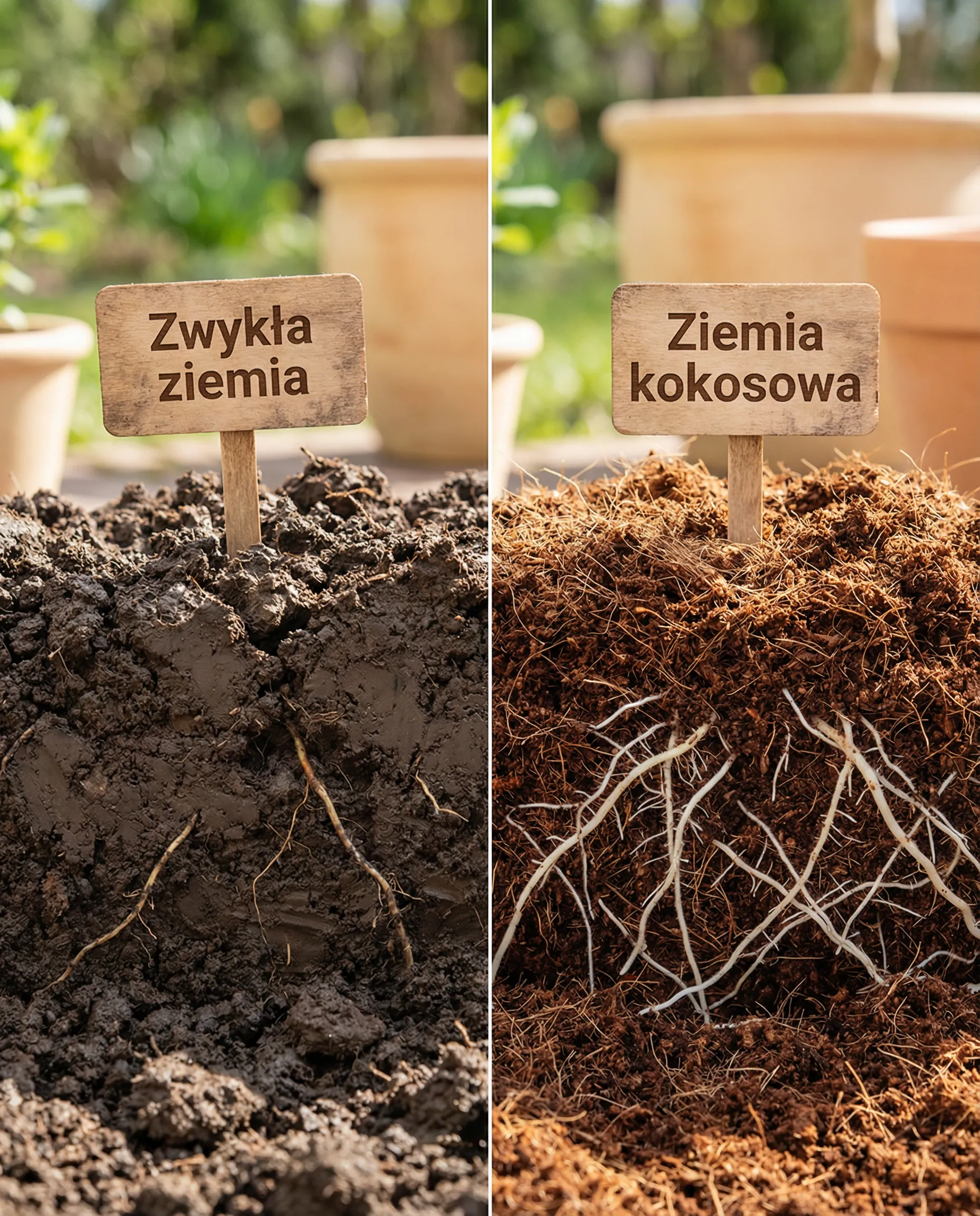 Porównanie korzeni: zwykła ziemia vs ziemia kokosowa